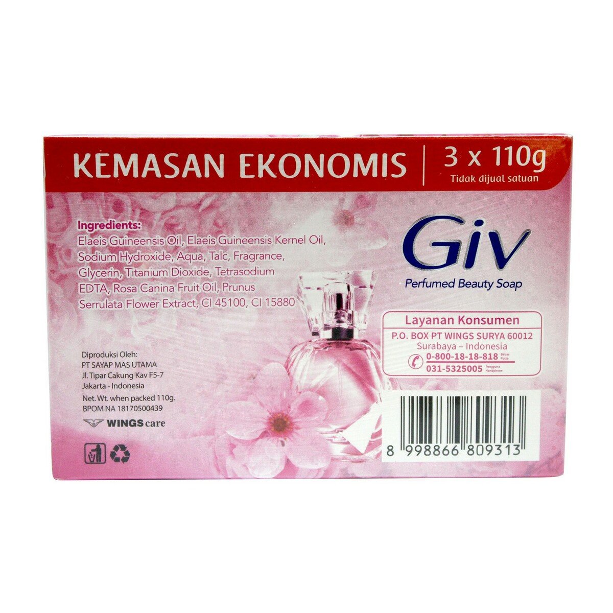 Giv Bar Soap Damsk Rose 3 x 110g