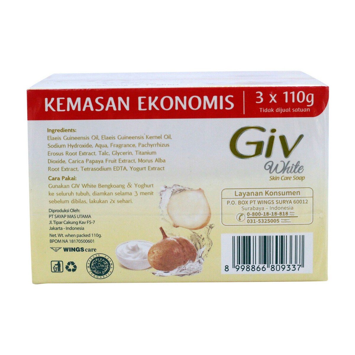 Giv Bar Soap Bengkoang 3 x 110g