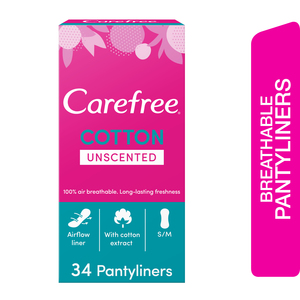 Carefree Panty Liners Cotton Unscented 34pcs