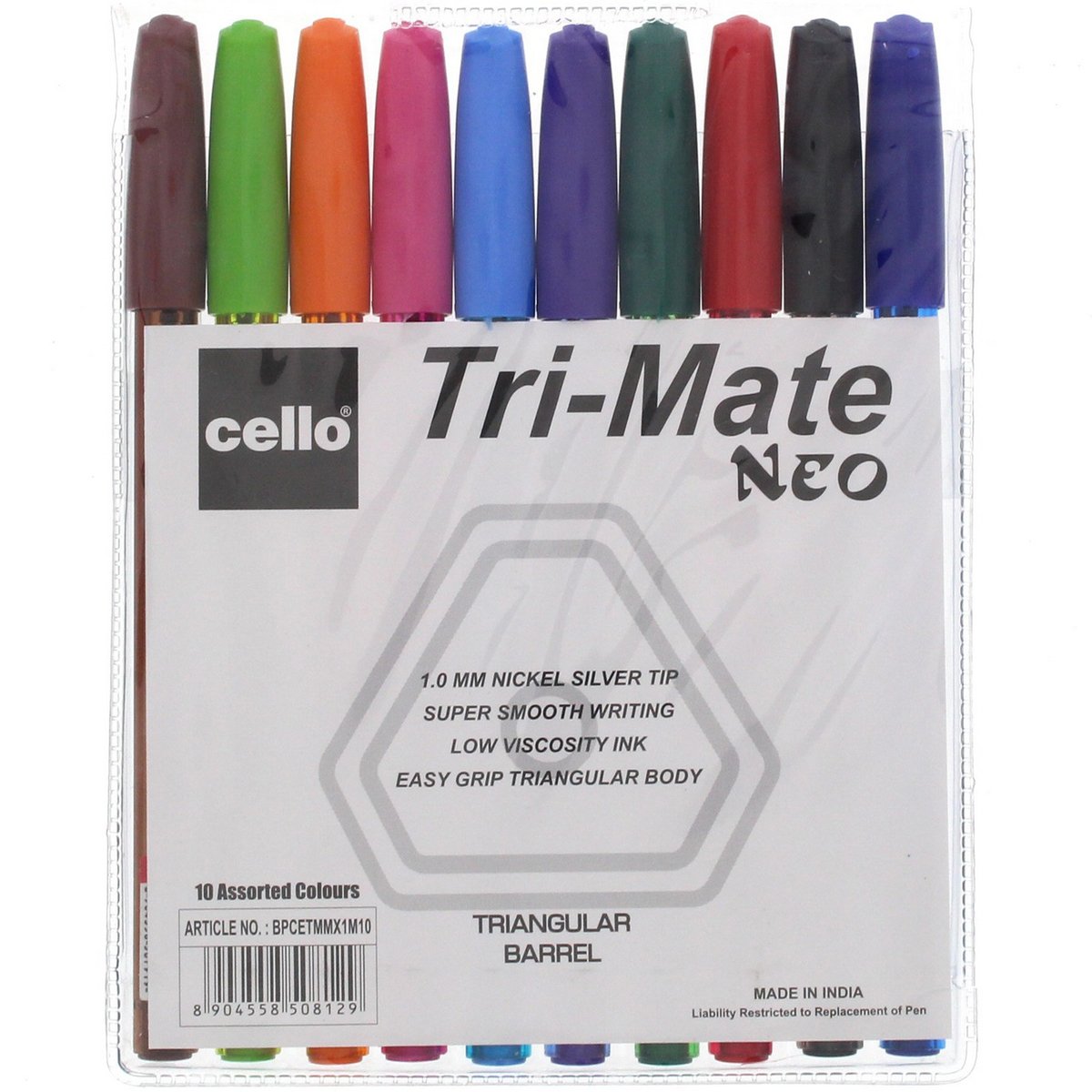 Cello Ball PenTri-Mate Neo10's Assorted Color Ink 8129