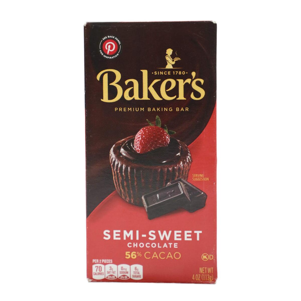 Baker's Semi Sweet Chocolate Premium Baking Bar 113 g