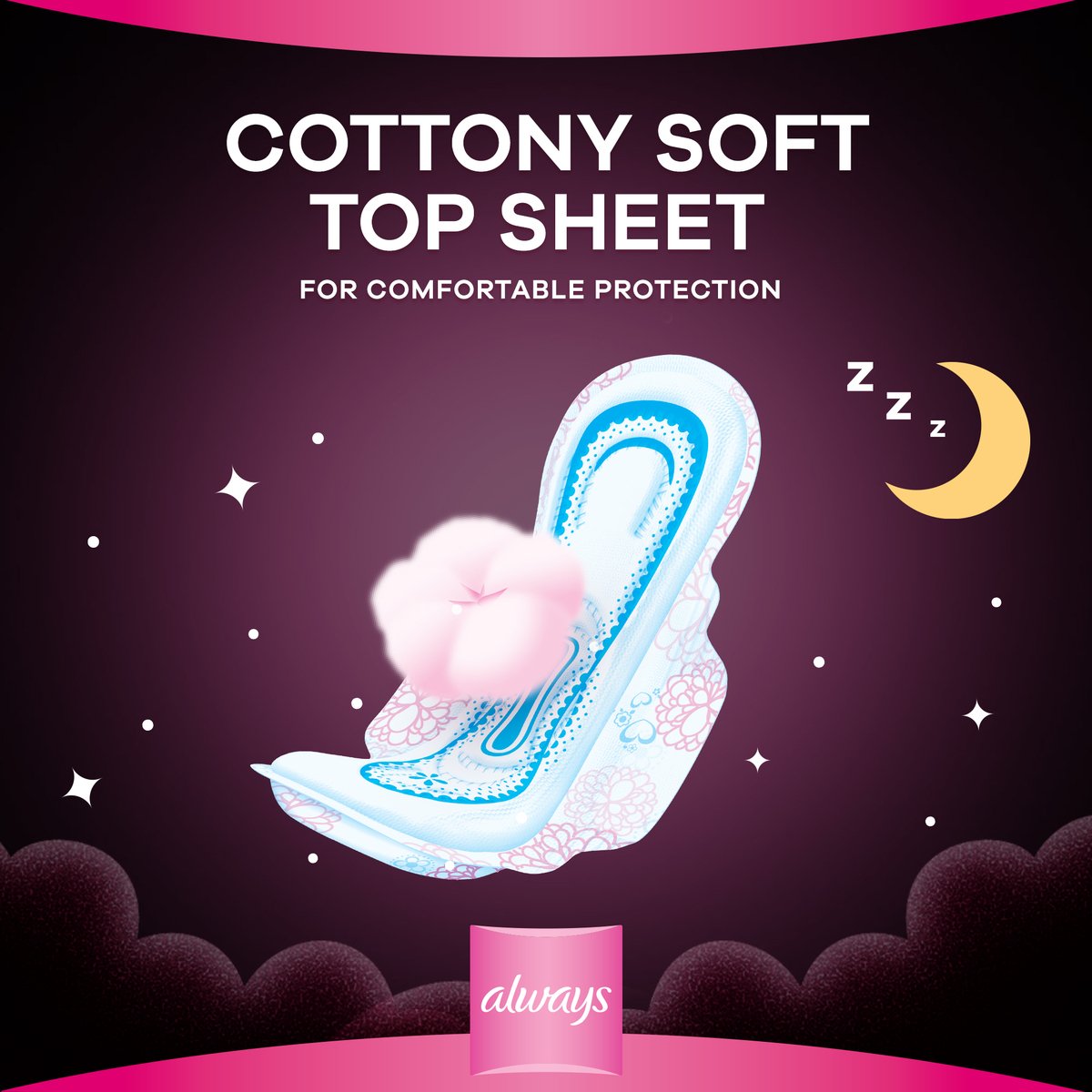 Always Cotton Soft Maxi Thick Night Sanitary Pads with Wings 8 pcs