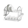 Home 2 Layer Dish Rack with Utensil Holder, Silver, A357-9312