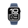 PRE-ORDER Apple Watch Series 10 GPS, 42mm Silver Aluminium Case with Denim Sport Band - M/L, MWWC3QA/A