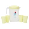 Home Plastic Jug + 4 Glass 6819-1MKT 2.5 Liter Assorted Colors