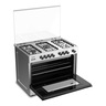 Nikai Stainless Steel Free Standing Gas Cooking Range,5 Burner, 90 x 60 cm,  Black/Silver, U6090EG