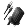 Ugreen QC 3.0 Fast Charging Power UK Adapter, 18 W, Black, CD122-70165B