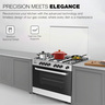 Nikai Stainless Steel Free Standing Gas Cooking Range,5 Burner, 90 x 60 cm,  Black/Silver, U6090EG