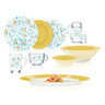 Luminarc Sodo Glass Temp Ambi Fujoyna 46 pc Dinner Set, White & Turquoise, 4738