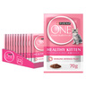 Purina One Healthy Kitten Catfood With Chicken In Gravy For 1-12 Months 12 x 70 g