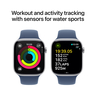 Apple Watch Series 10 GPS, 46 mm Silver Aluminium Case with Denim Sport Band - S/M, MWWL3QA/A