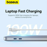 Baseus 100W USB-C to USB-C Cable, 1.2m, White, P10355702221