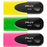 PNY USB Sticks NEO Edition Yellow,Green,Pink 64 GB 3 pieces