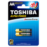 Toshiba Alpha Power Alkaline AAA Battery, 1.5V x 2 Pcs, LR03