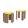 Home Canvas Hansel Nested Coffee Table Set of Three for Living Room Home Office Contemporary Stacking End Side Table Leisure Night Stand Telephone Table (Walnut-Yellow) RF150106