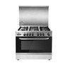 Nikai Stainless Steel Free Standing Gas Cooking Range,5 Burner, 90 x 60 cm,  Black/Silver, U6090EG