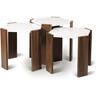 Home Canvas Hansel Nested Coffee Table Set of Three for Living Room Home Office Contemporary Stacking End Side Table Leisure Night Stand Telephone Table (Walnut-White) RF150101