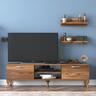 Home Canvas Stand with Wall Shelf TV Unit with Bookshelf Modern Pedestal Design 150 cm - Walnut 2043