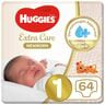 Huggies Extra Care Newborn Size 1 Up to 5 kg Jumbo Pack 64 pcs