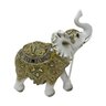 Maple Leaf Elephant Statue, 16.5cm Elephant Figurine Carving Statue White & Gold