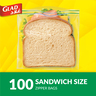 Glad Sandwich Zipper Bags, Size 14.4cm x 16.5cm 100 pcs