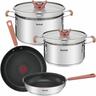 Tefal OPTI'space Stainless Steel Cookware Set, 6 pcs(Including Lids), Silver