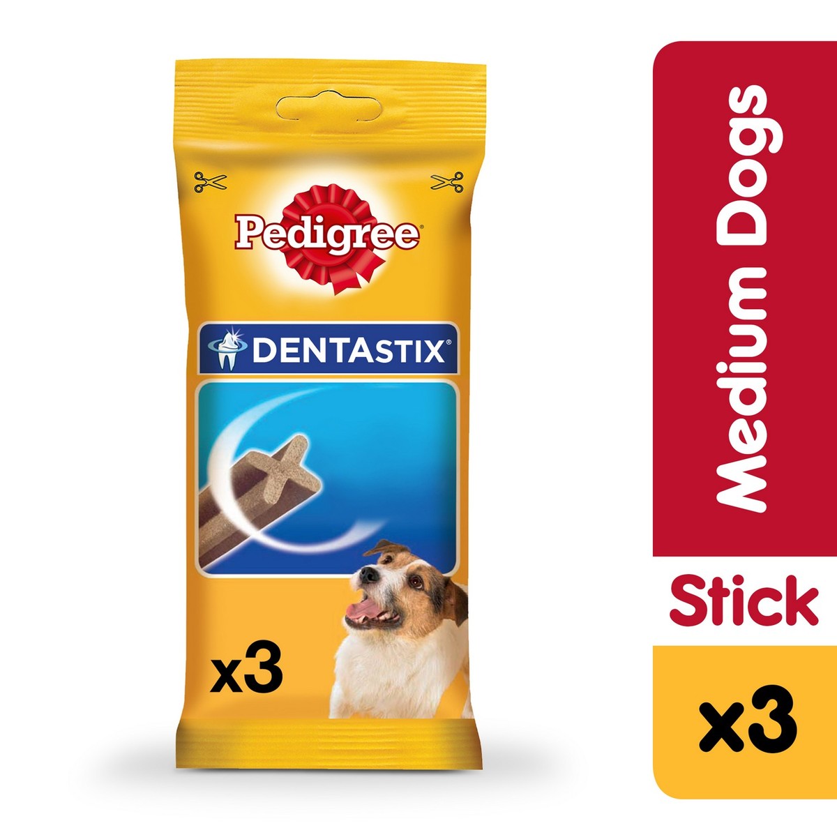بيديغري دنتا ستيكس حلوى الكلاب للسلالة المتوسطة ٣ حبات حزم متعددة ٧٧ جم