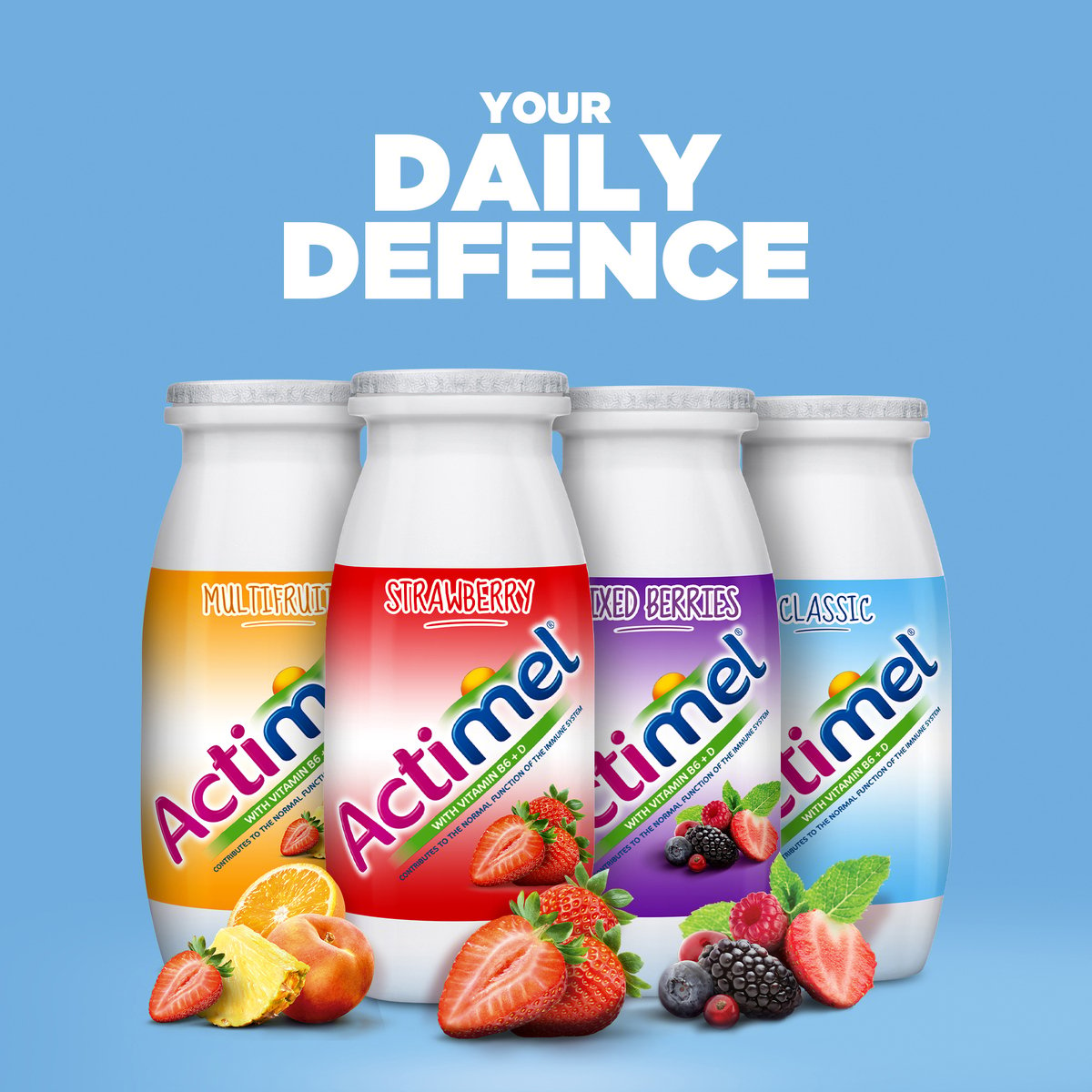 Actimel Multi-Fruit Flavored Low Fat Dairy Drink 4 x 93 ml