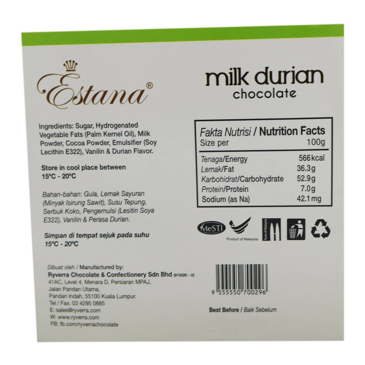 Estana Panned Milk Durian 70g