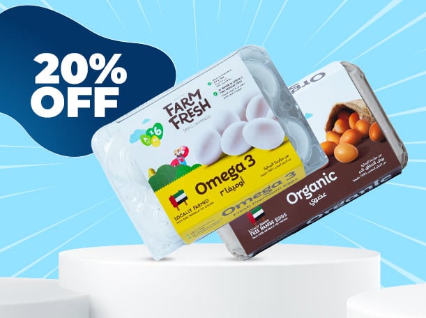 20% off Farm Fresh Organic/Omega 3 Eggs