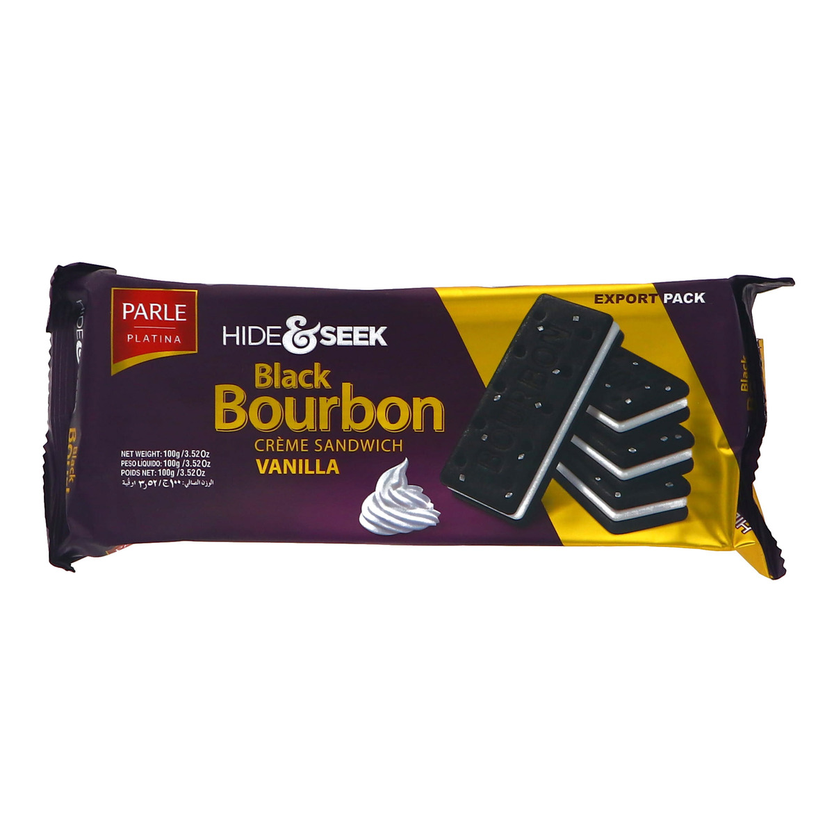 Parle Hide Seek Black Bourbon Creme Sandwich Vanilla 100g Plain Biscuits Lulu Ksa