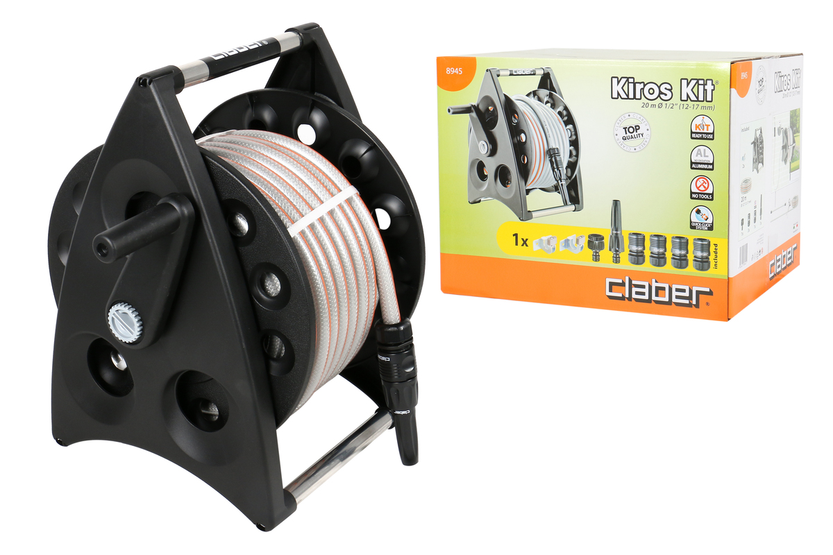 Claber Kiros Kit Compact Hose Reel, 20 m, Black, 8945