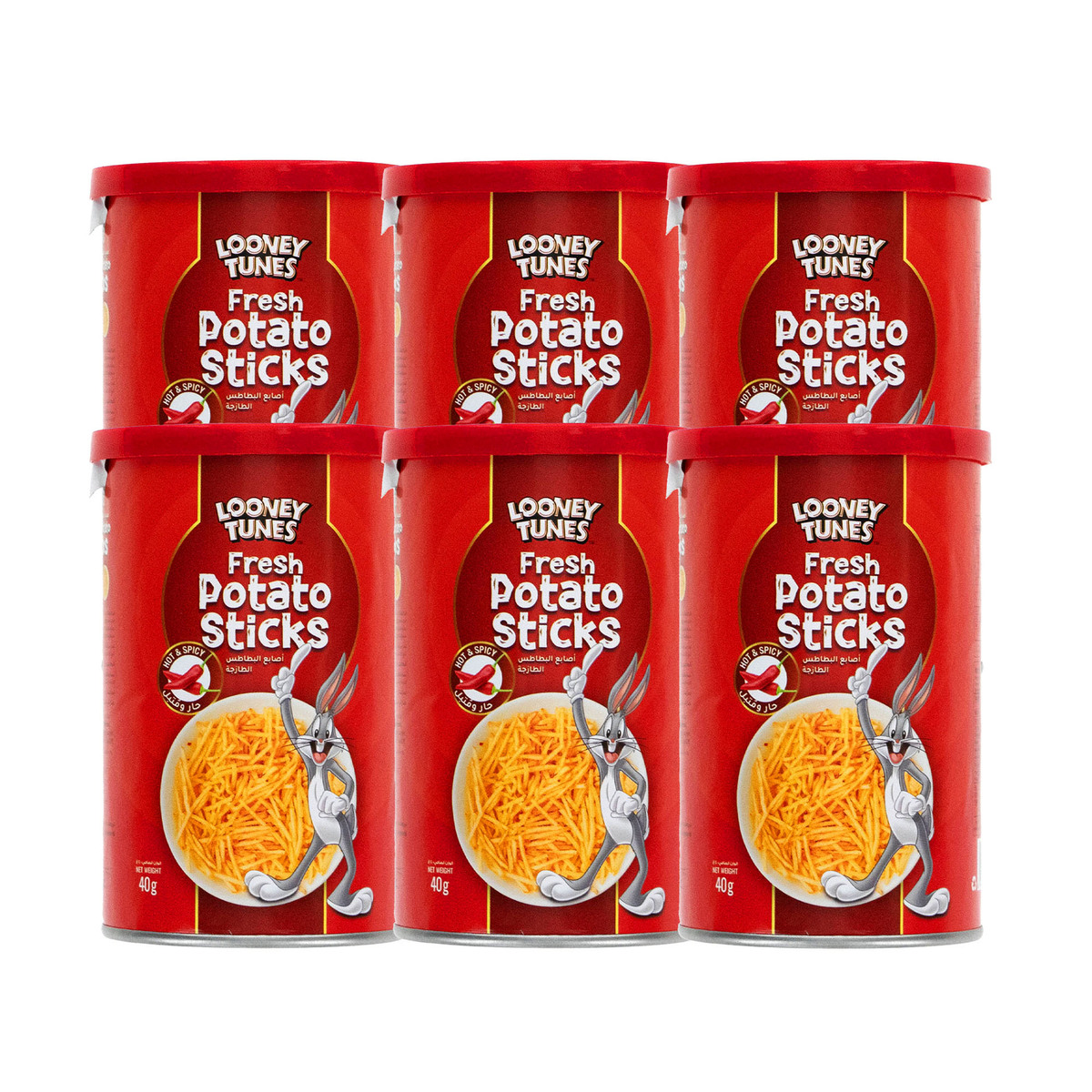 Looney Tunes Hot & Spicy Fresh Potato Stick 6 x 40 g