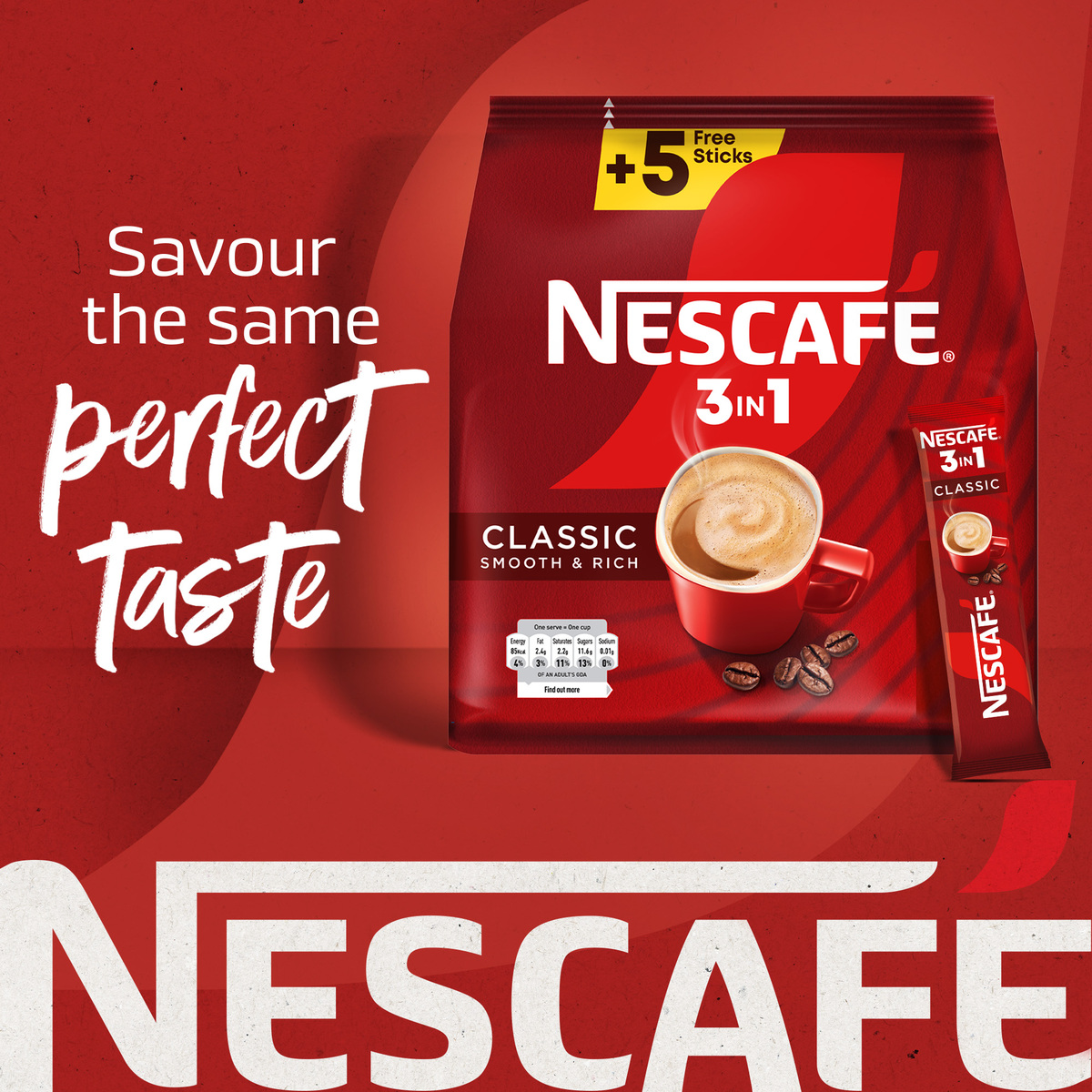 Nescafe 3in1 Classic Smooth & Rich Coffee Mix Stick 20 g 30+5