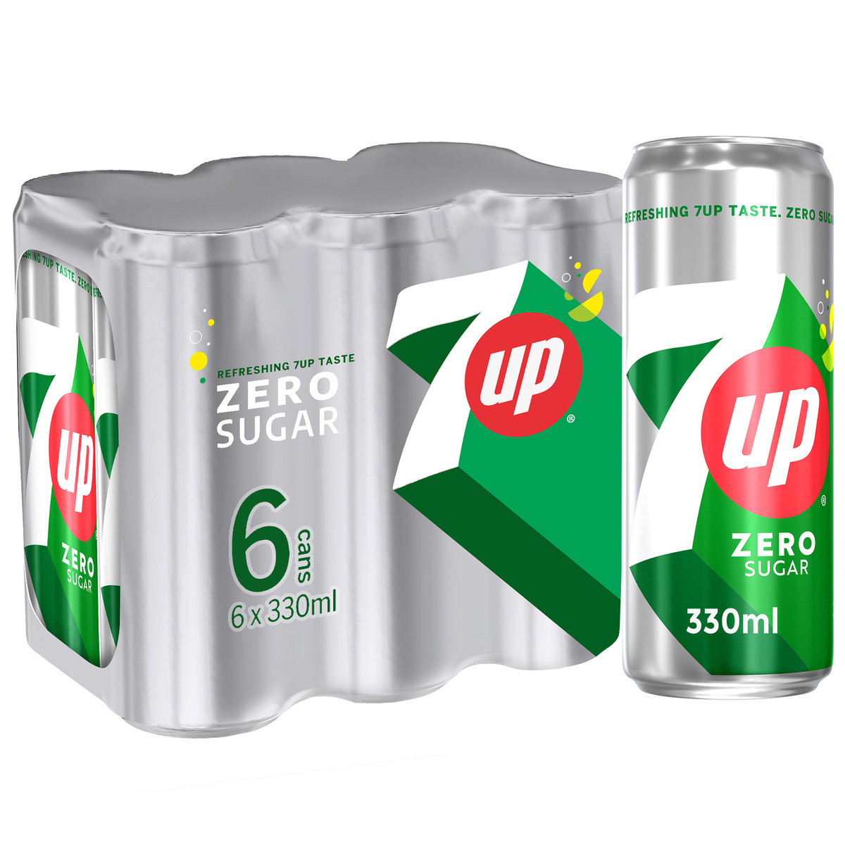 7Up Zero Zesty Lemon & Lime Flavor Zero Sugar Can 6 x 330 ml