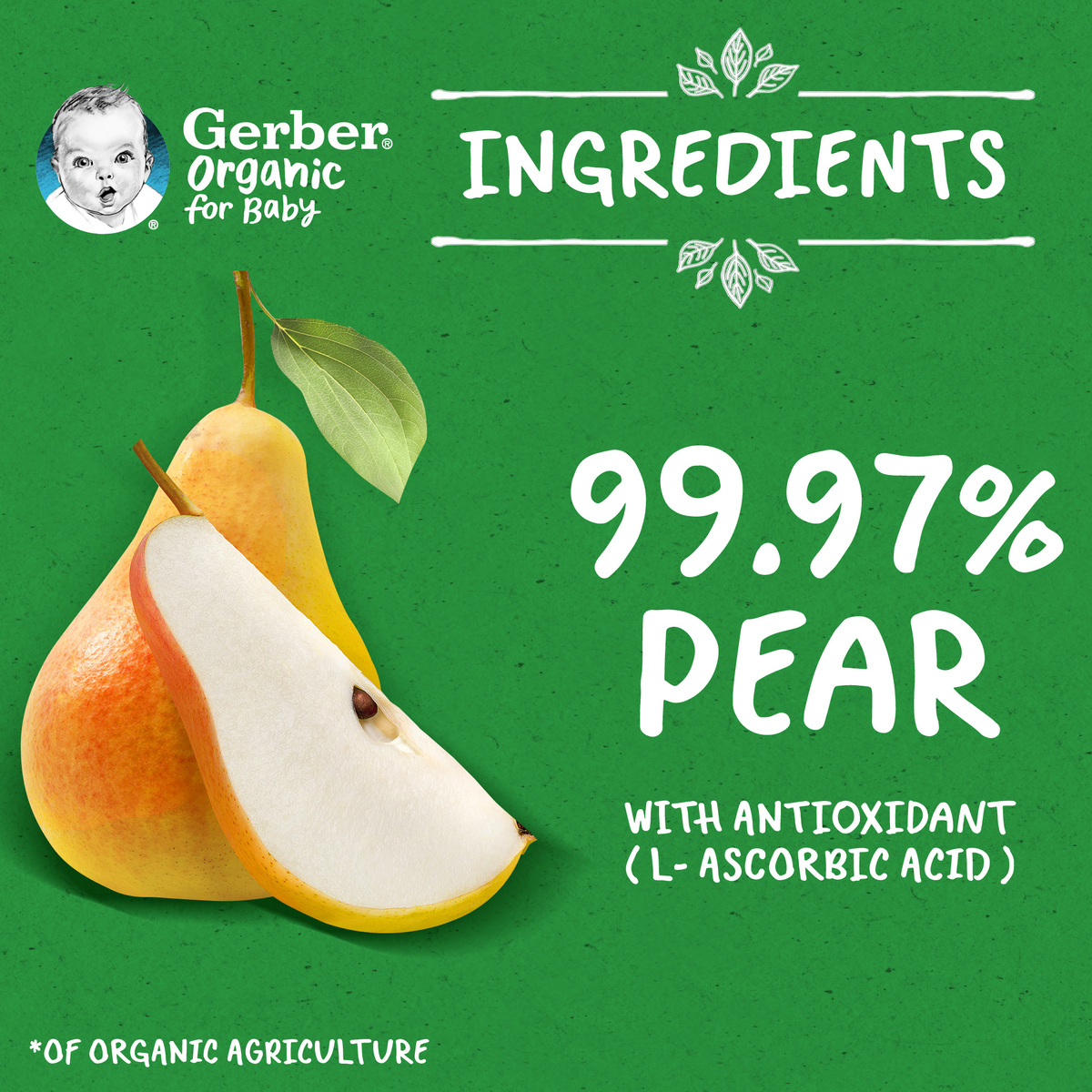 Gerber Organic Pear Baby Food From 6 Months 90 g