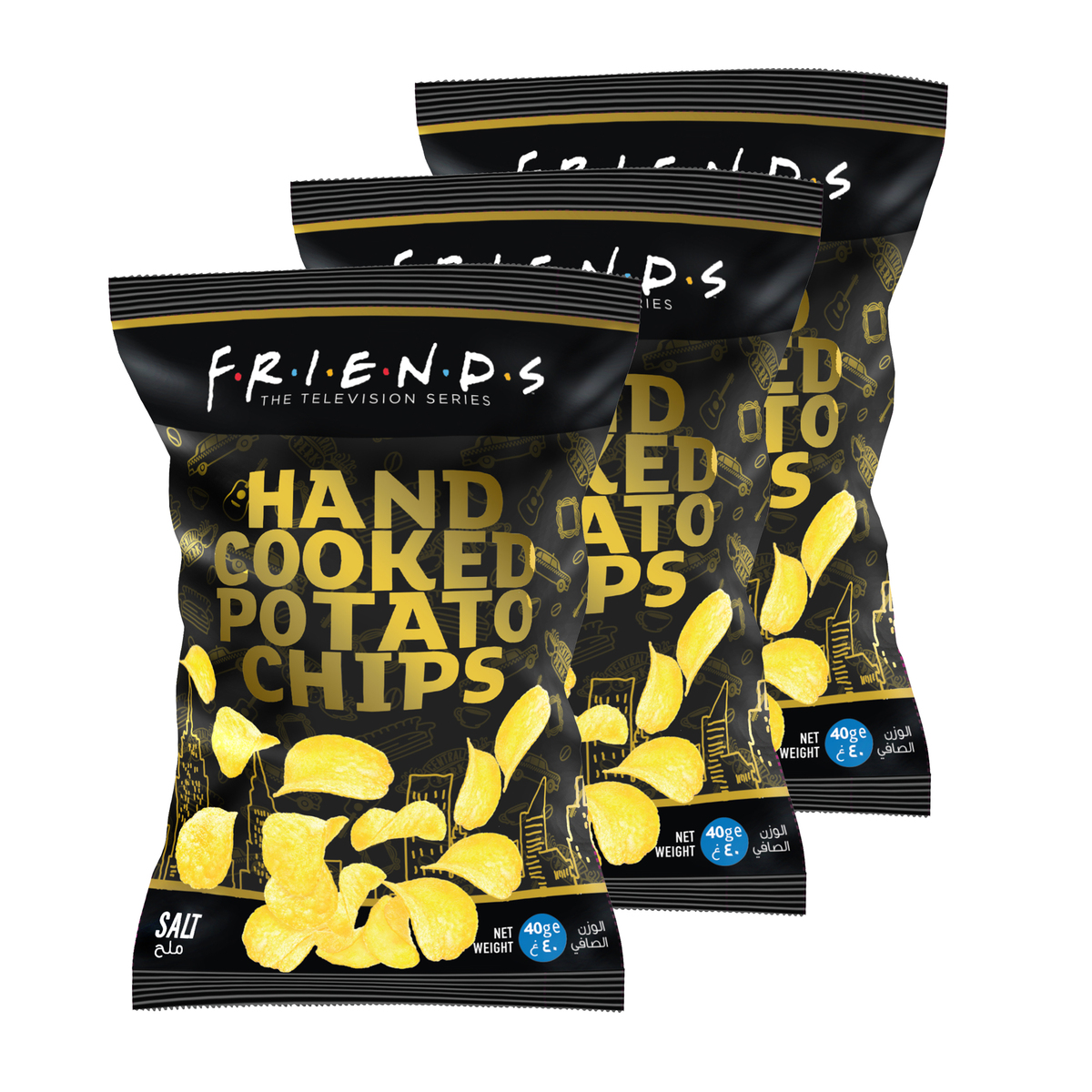 Friends Salt Hand Cooked Potato Chips 3 x 40 g