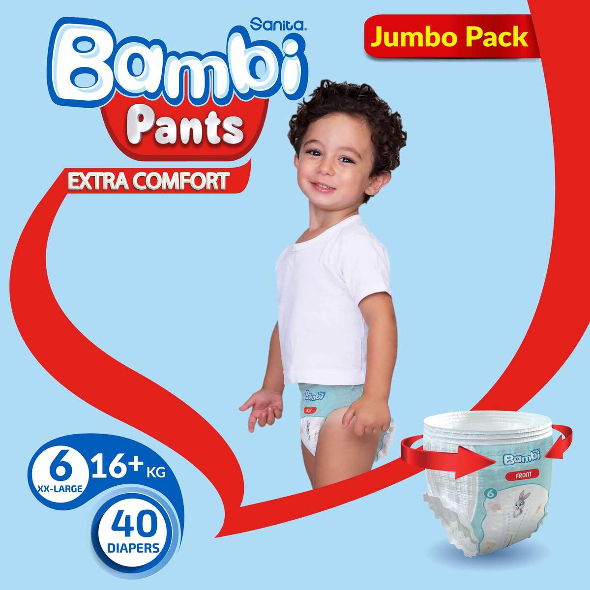 Sanita Bambi Baby Diaper Pants Size 6 XX-Large 16+ kg 40pcs