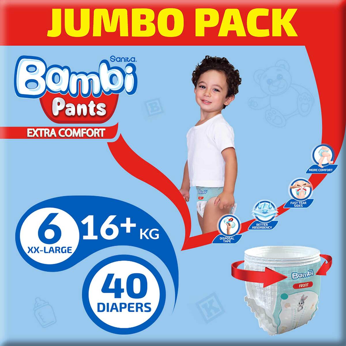 Sanita Bambi Baby Diaper Pants Size 6 XX-Large 16+ kg 40pcs