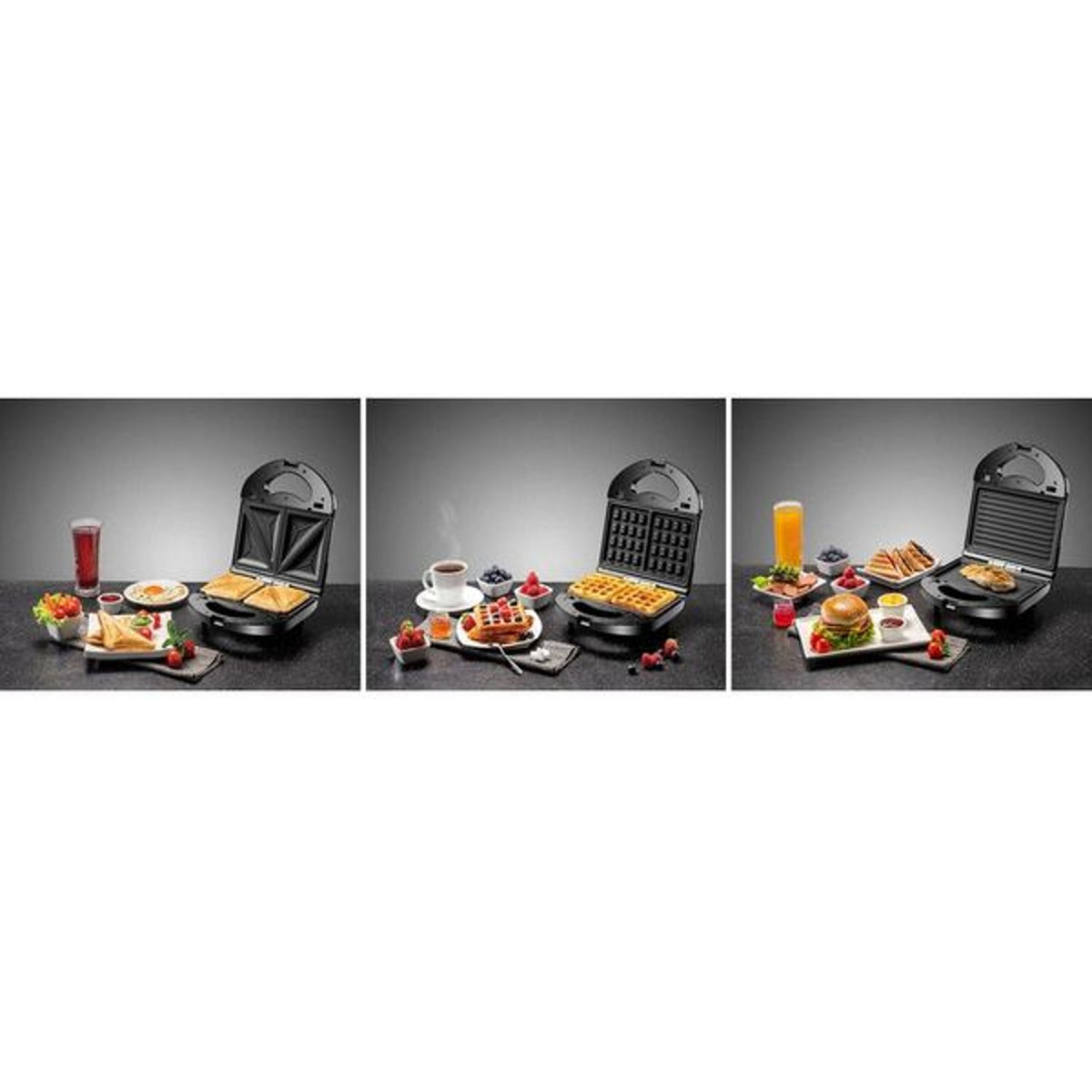 Black+Decker 3 In 1 Interchangeable Sandwich Maker, Black, TS2130-B5