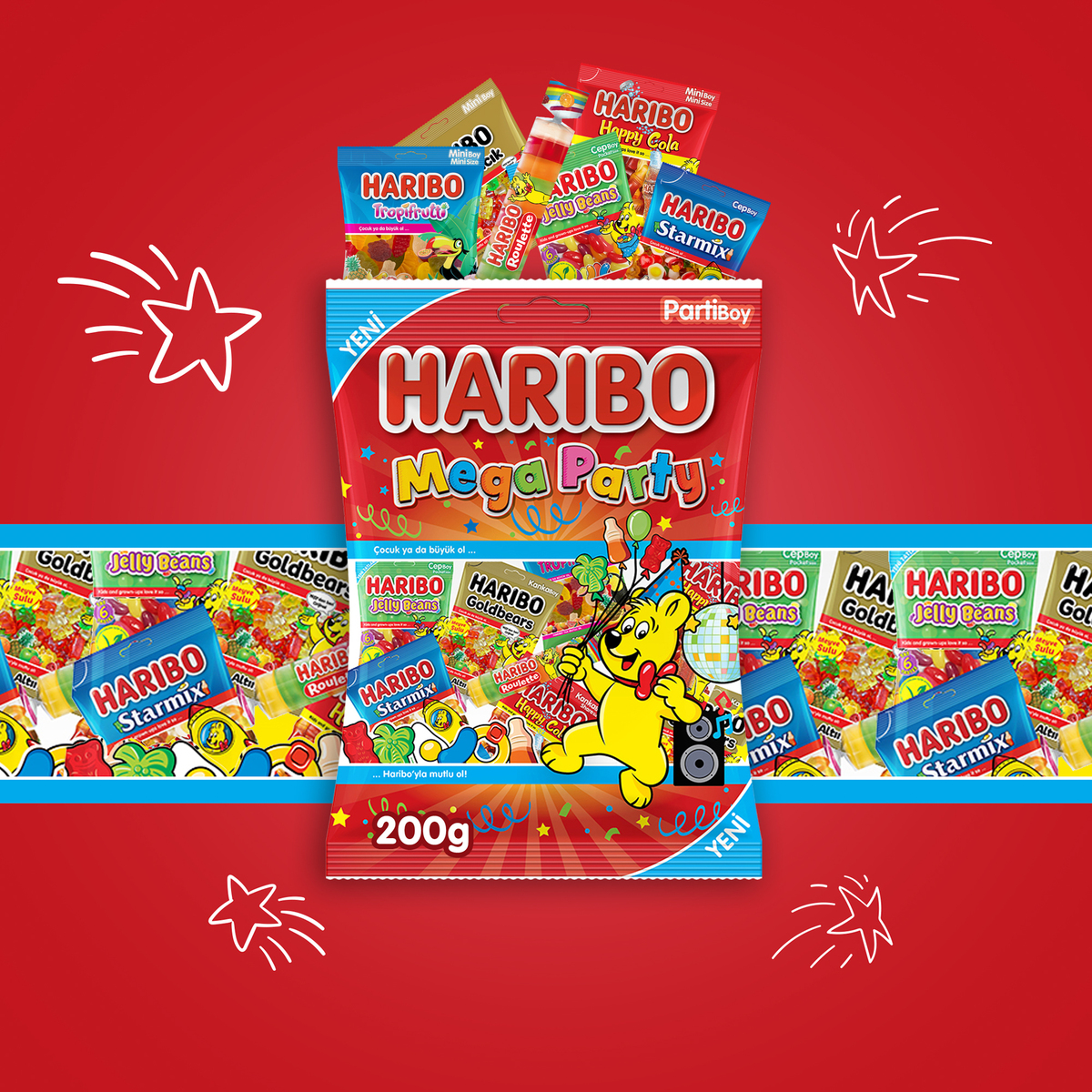 Haribo Mega Party Gummy Candy 200 g