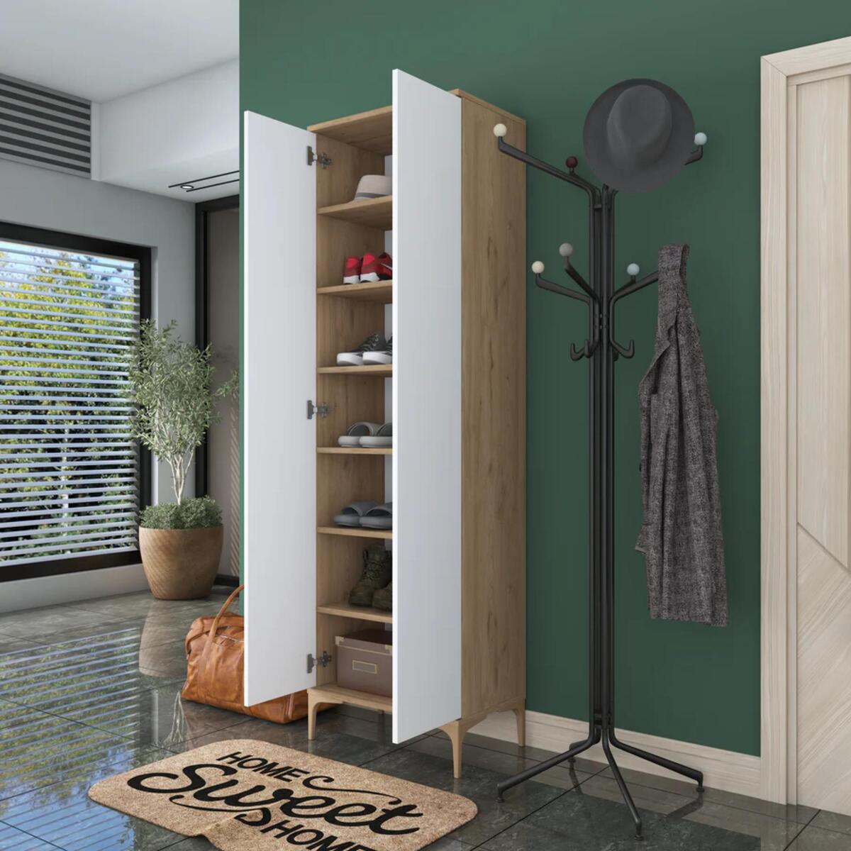 Home Canvas Harmony Dual-Tone Tall Storage Cabinet - White & Oak 2746