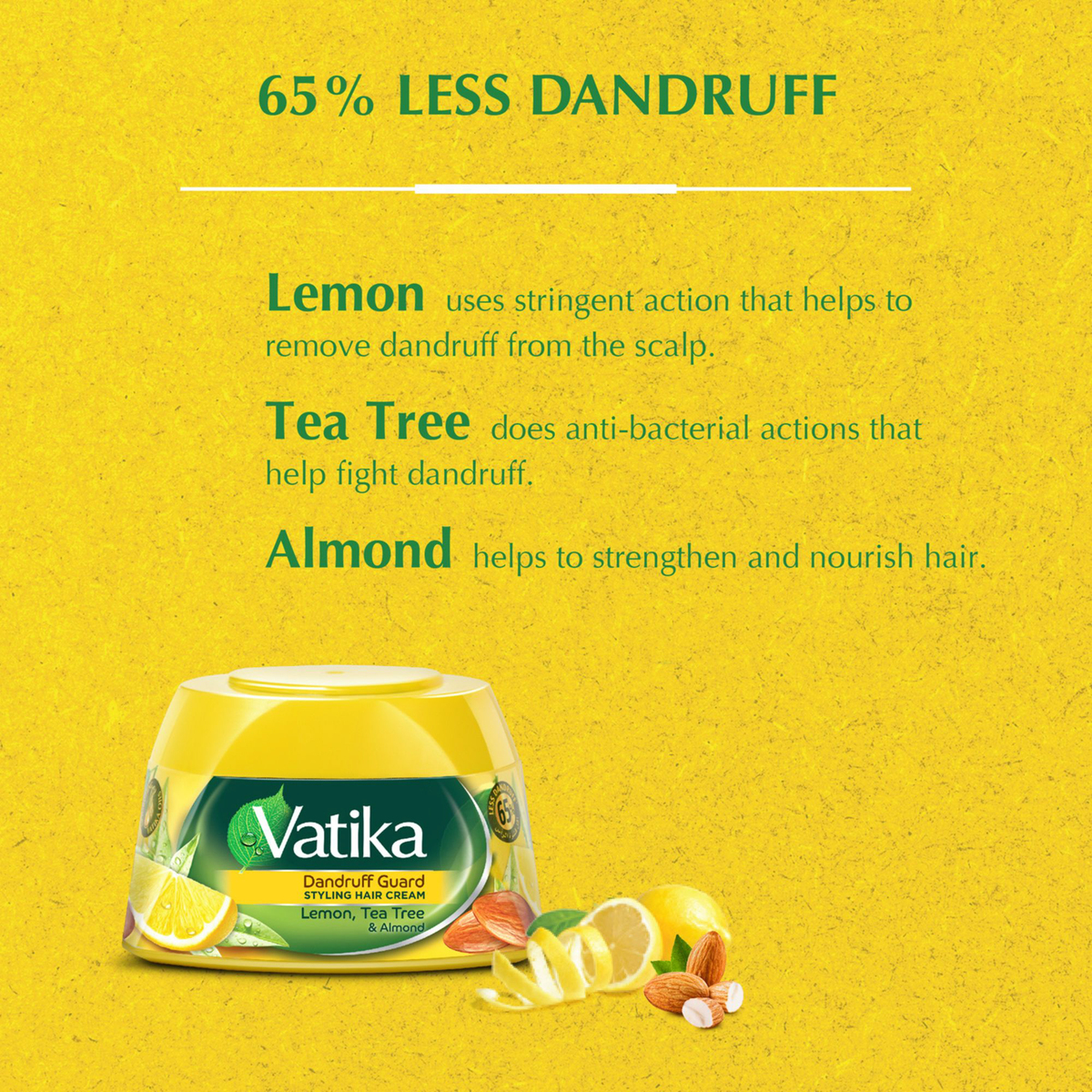 Vatika Naturals Dandruff Guard Styling Hair Cream Lemon Tea Tree & Almond 210 ml