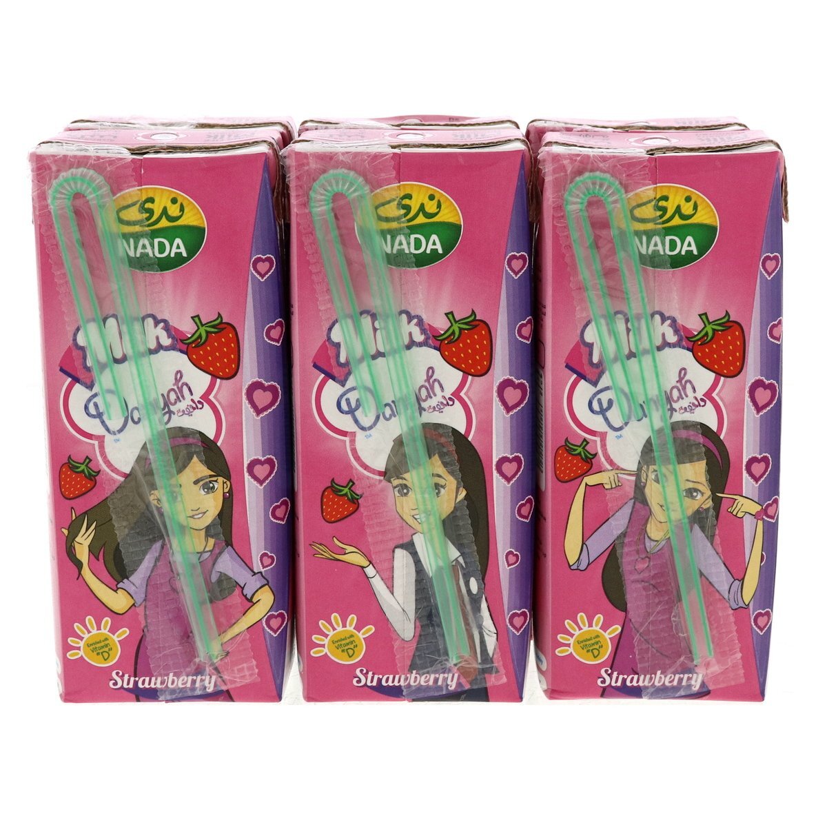 Nada Strawberry Flavoured UHT Milk 6 x 185 ml