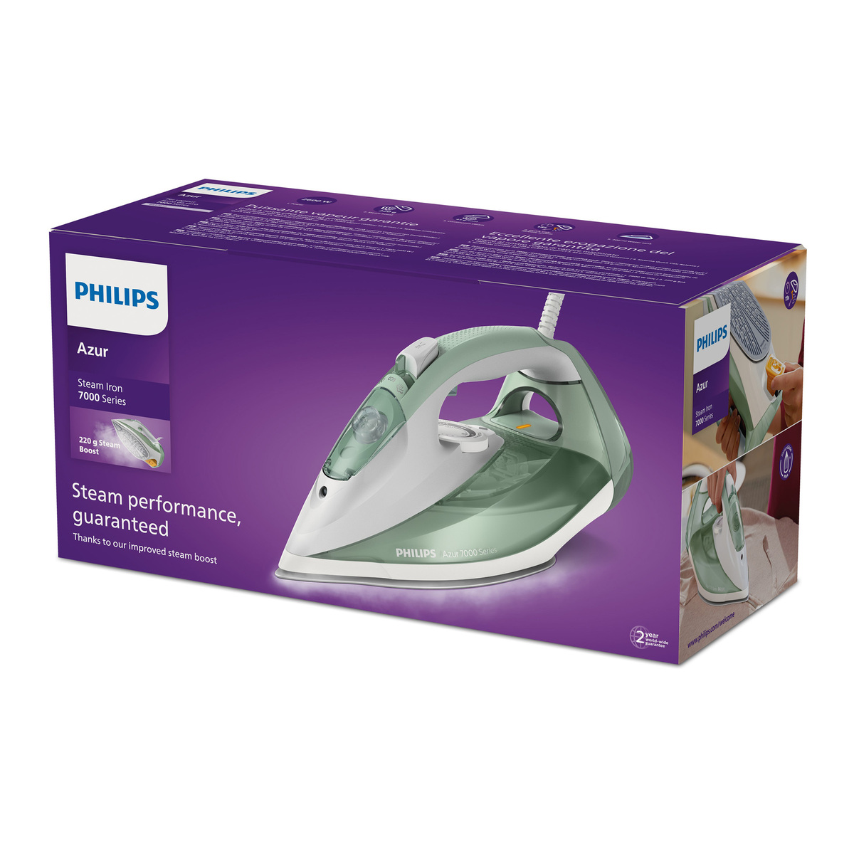 Philips 7000 Series HV Steam Iron, 2600 W, Desert Green/Grey, DST7012/76