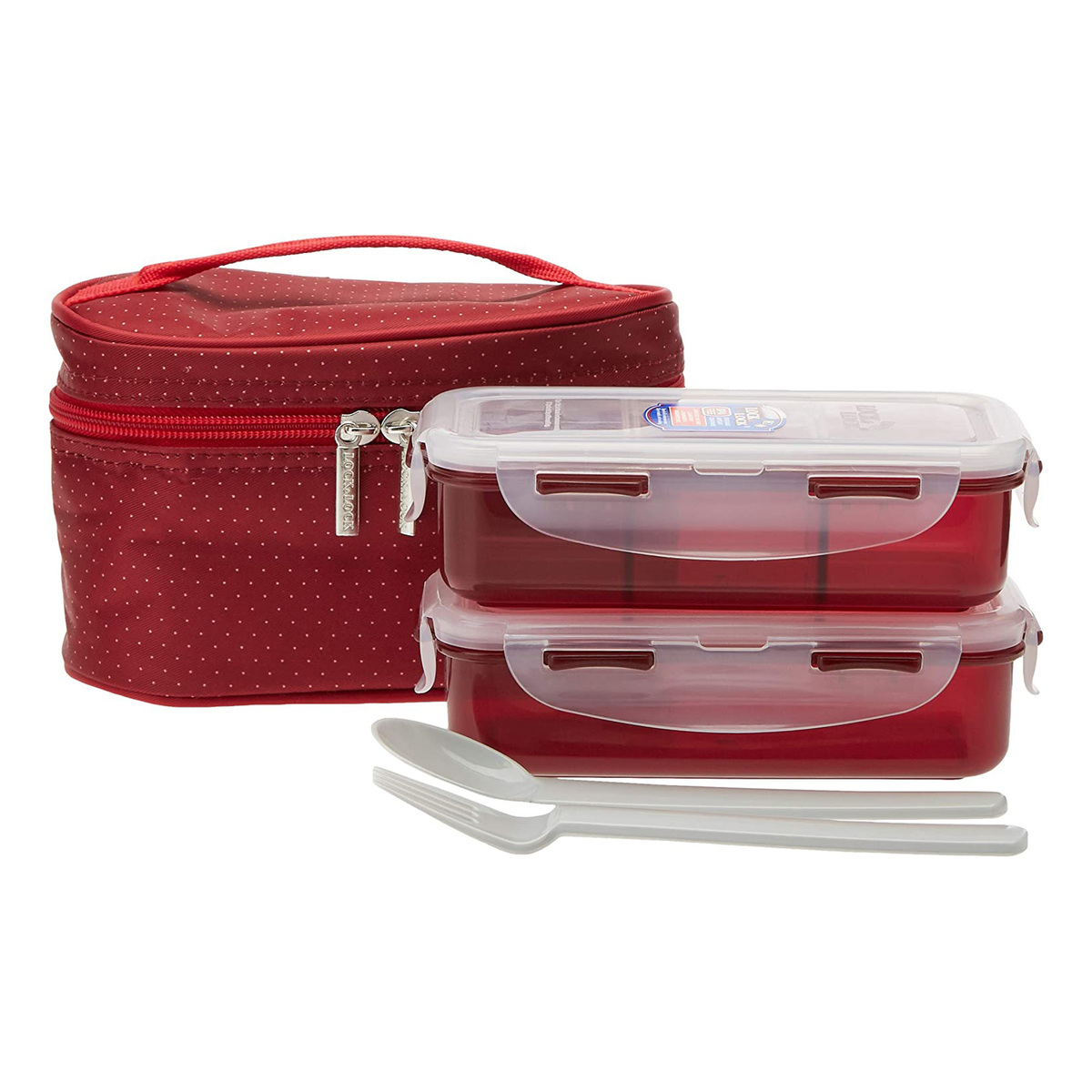 Lock & Lock Lunch Box, Set of 2 Pcs, 700 ml, Red, HPL752DR