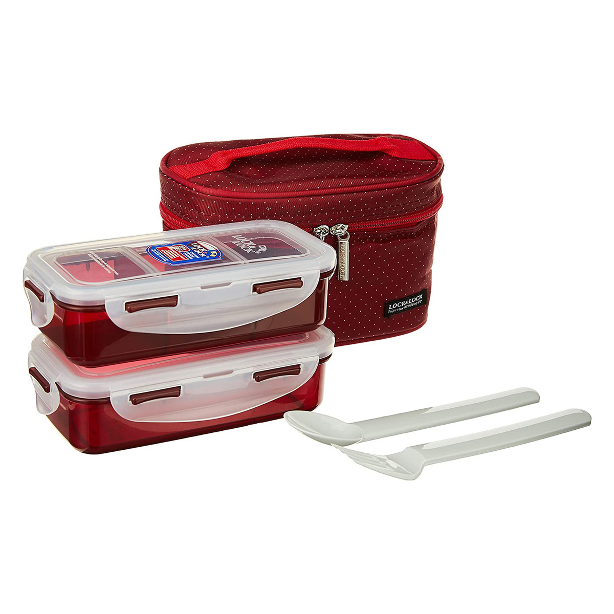 Lock & Lock Lunch Box, Set of 2 Pcs, 700 ml, Red, HPL752DR