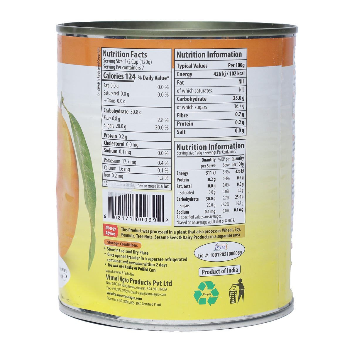 Swad Kesar Mango Pulp Value Pack 2 x 850 g