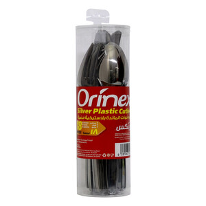 Orinex Plastic Cutlery Silver 18 pcs