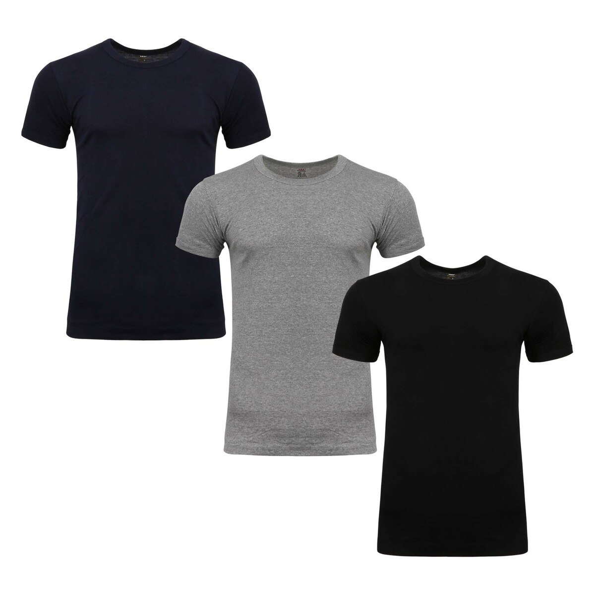 Lux Men's Round Neck T-Shirt Rib 3Pcs Pack Assorted Color 109 Online at ...